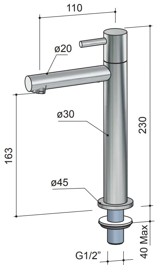 Hotbath Cobber hoge fonteinkraan geborsteld messing