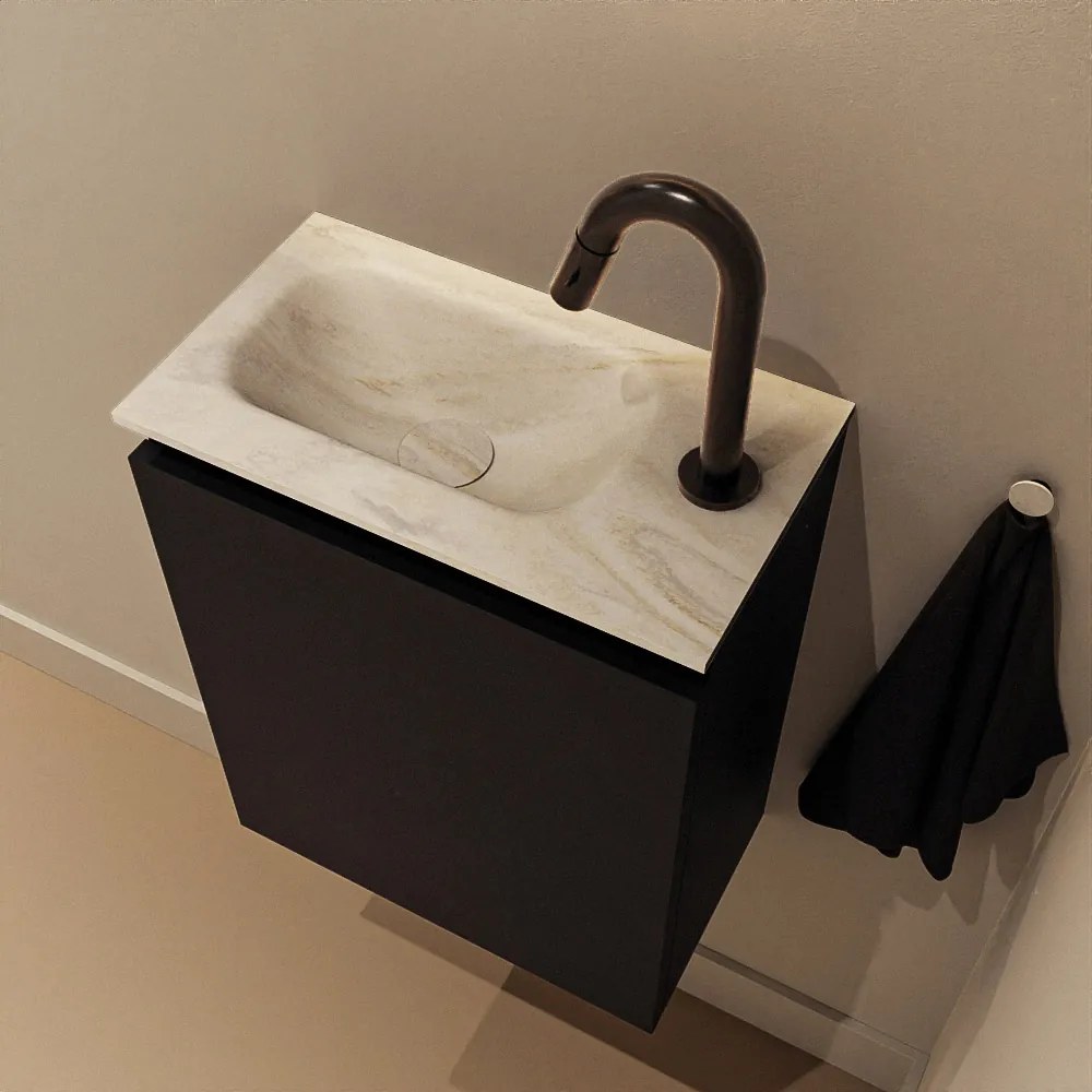 Mondiaz Ture DLux toiletmeubel 40cm urban met wastafel ostra links met kraangat