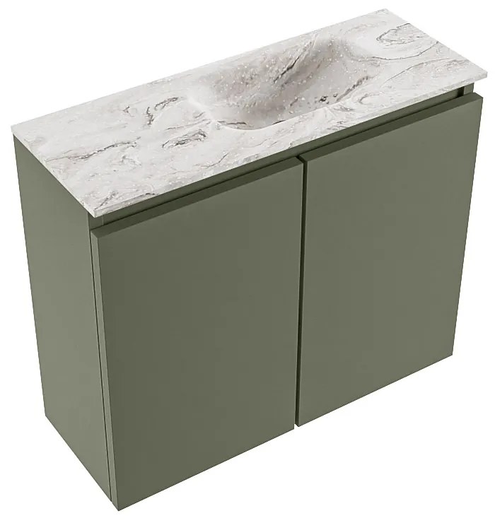 Mondiaz Ture DLux toiletmeubel 60cm army met wastafel glace rechts met kraangat