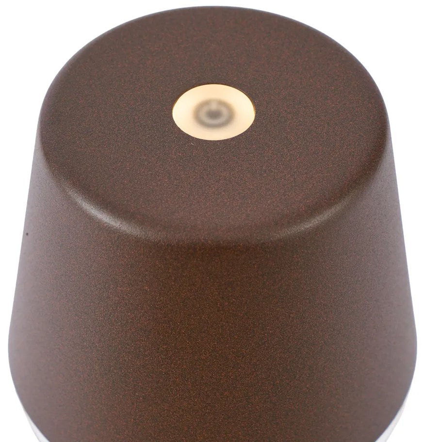 Buitenlamp met dimmer Tafellamp met dimmer roestbruin incl. LED IP65 oplaadbaar met laadstation - Bass Modern IP65 Buitenverlichting rond Lamp