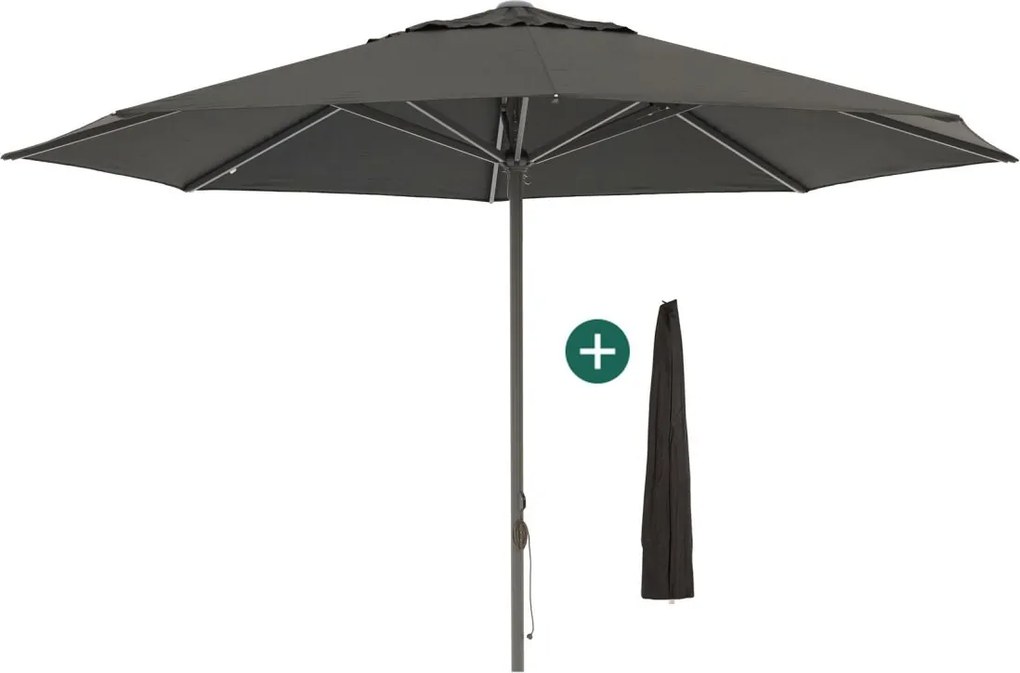 Parasol Shadowline Cuba | Inclusief hoes | Rond | 400cm | Met katrol | Zwart | Kees Smit Tuinmeubelen