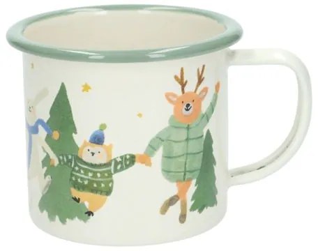 Kerstmok, emaille, dansende dieren, 300 ml