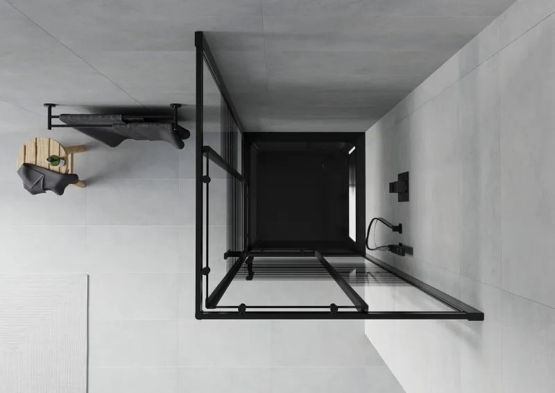 Mexen Rio vierkante douchecabine 70 x 70 cm, zwarte strepen, zwart + Flat douchebak, zwart - 860-070-070-70-20-4070B