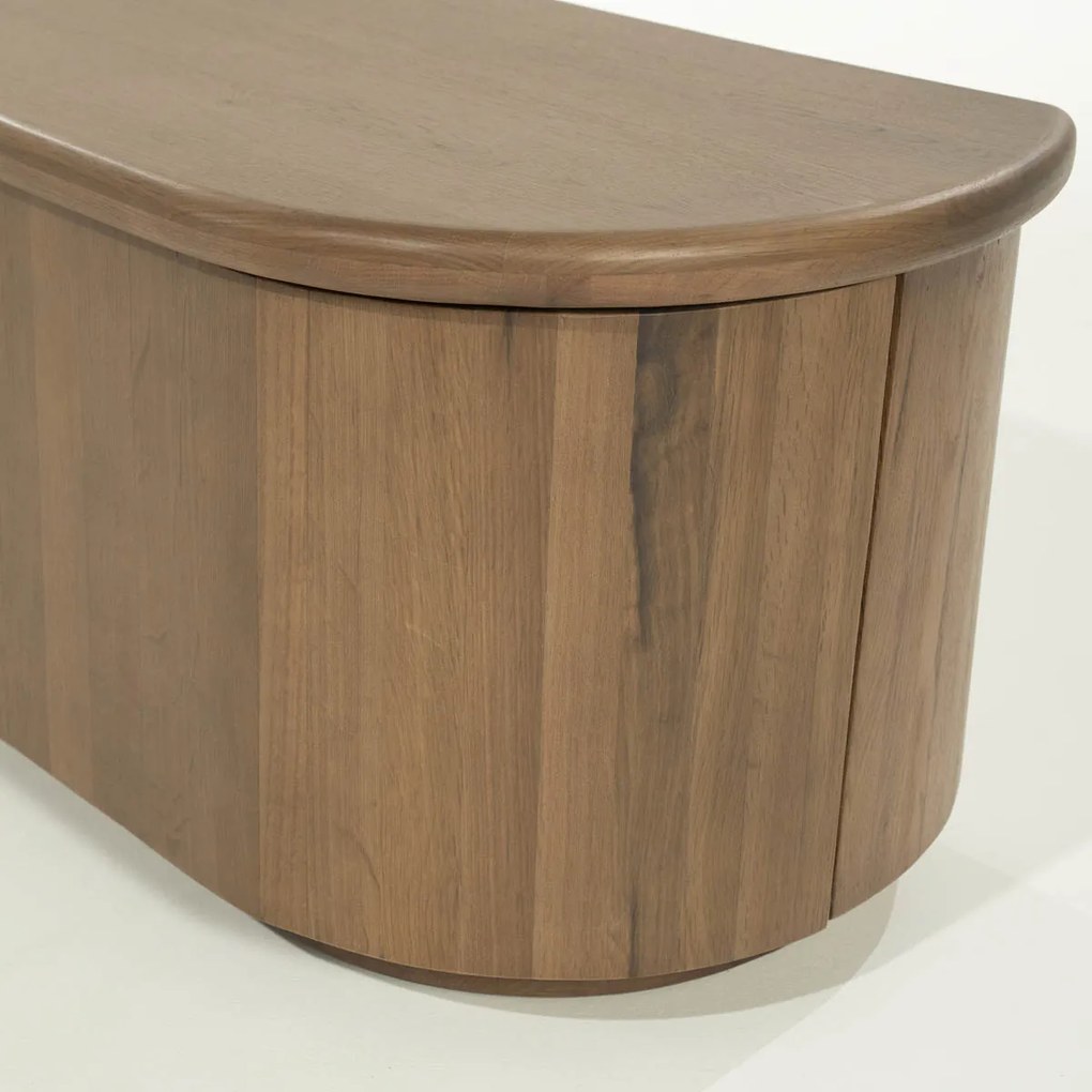 Eleonora Josh Eiken Tv-meubel Organische Vorm 240 Cm Bruin - 240x42x43cm.