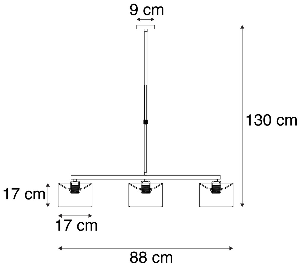 Stoffen Eettafel / Eetkamer Moderne hanglamp grijs met grijze kappen 3-lichts - VT Modern E27 vierkant Binnenverlichting Lamp