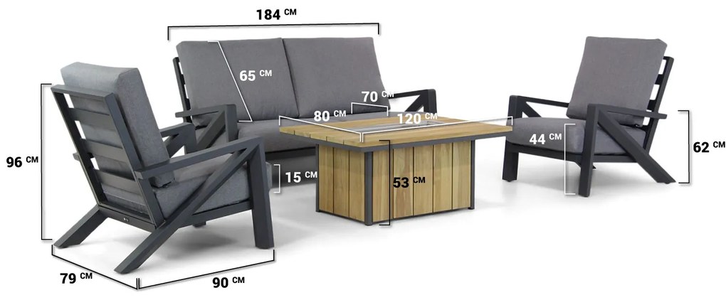 Stoel en Bank Loungeset 4 personen Aluminium Grijs  Santika Furniture Santika Cinta