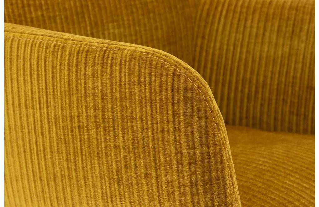 Goossens Excellent Eetkamerstoel Binn geel stof graden draaibaar met return functie met armleuning, stijlvol landelijk