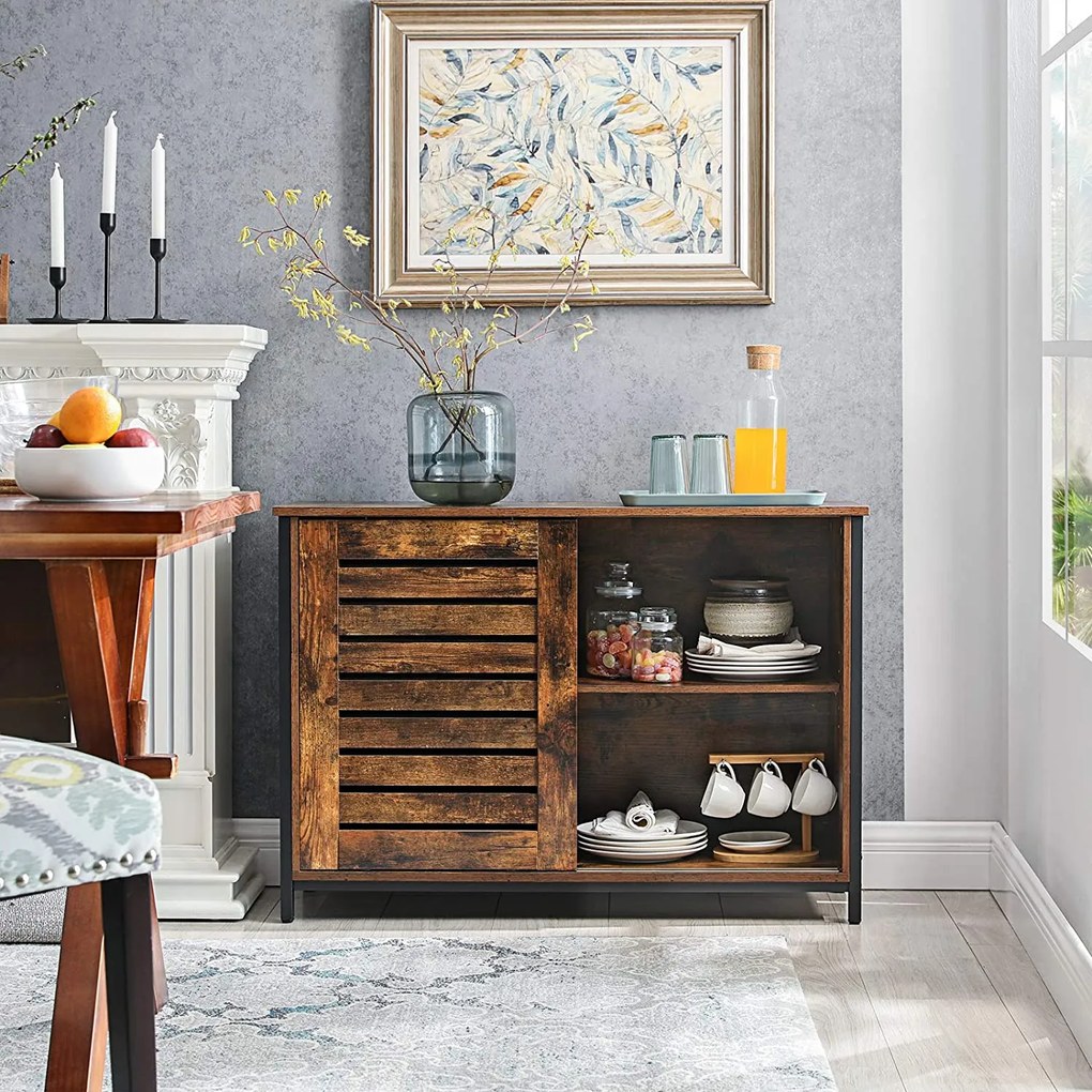 Nancy's Bristol Opbergkast - Commode Kasten - Industriële Kast - Dressoir - Kast met 2 Planken en 2 Deuren - 100 x 35 x 70 cm (L x B x H)