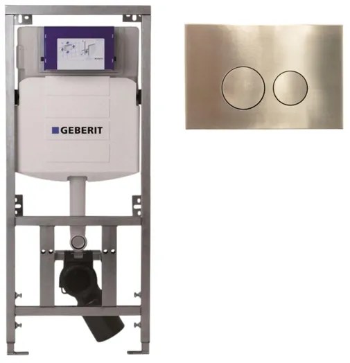 Geberit Inbouwreservoir UP320 met QeramiQ metal bedieningsplaat - dualflush - ronde knoppen - metaal goud geborsteld SW706200 0701131