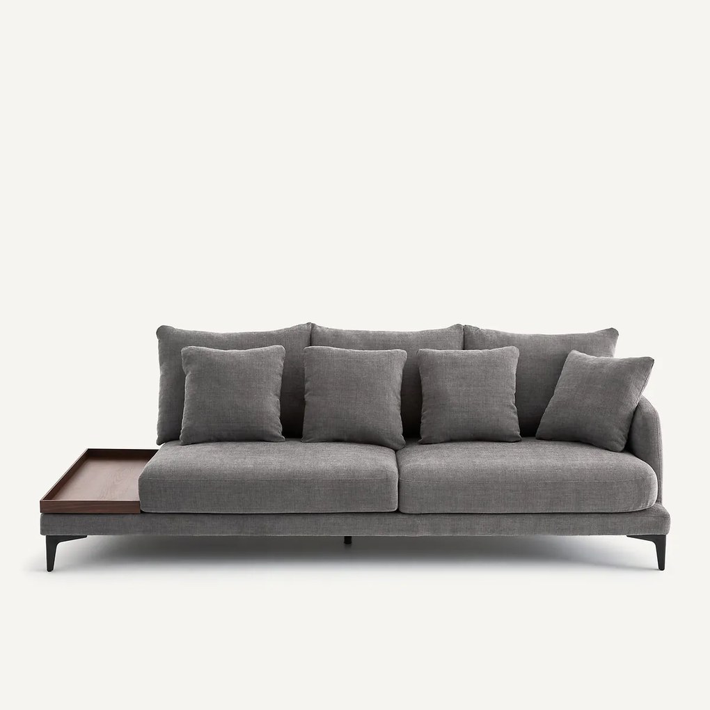 Halve bank met tafelblad, van polyester en katoen, MODERNISTE