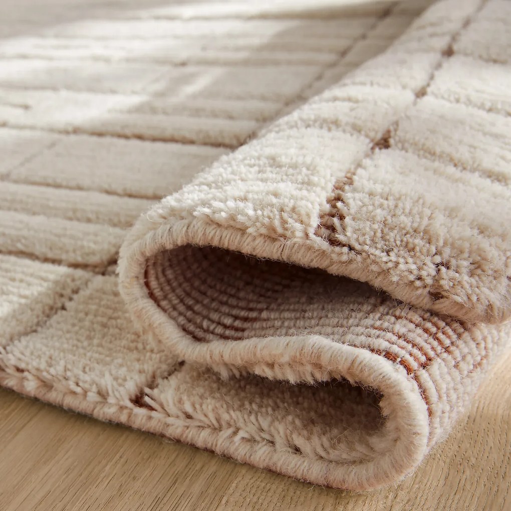 Raster vloerkleed in zuiver wol met de hand geknoopt, Mondria
