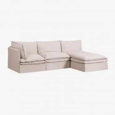 Grace Linnen En Katoenen 3-delige Chaise Longue Modulaire Bank Stof Beige - Sklum