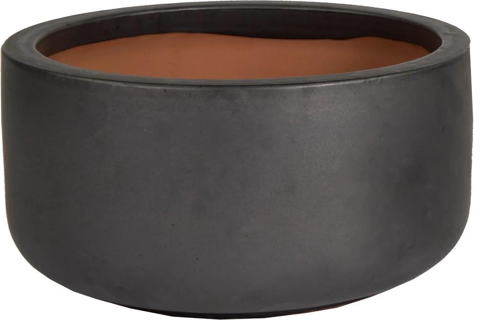 Bloempot Pot bowl Glazed d38h20 mat zwart Mcollections