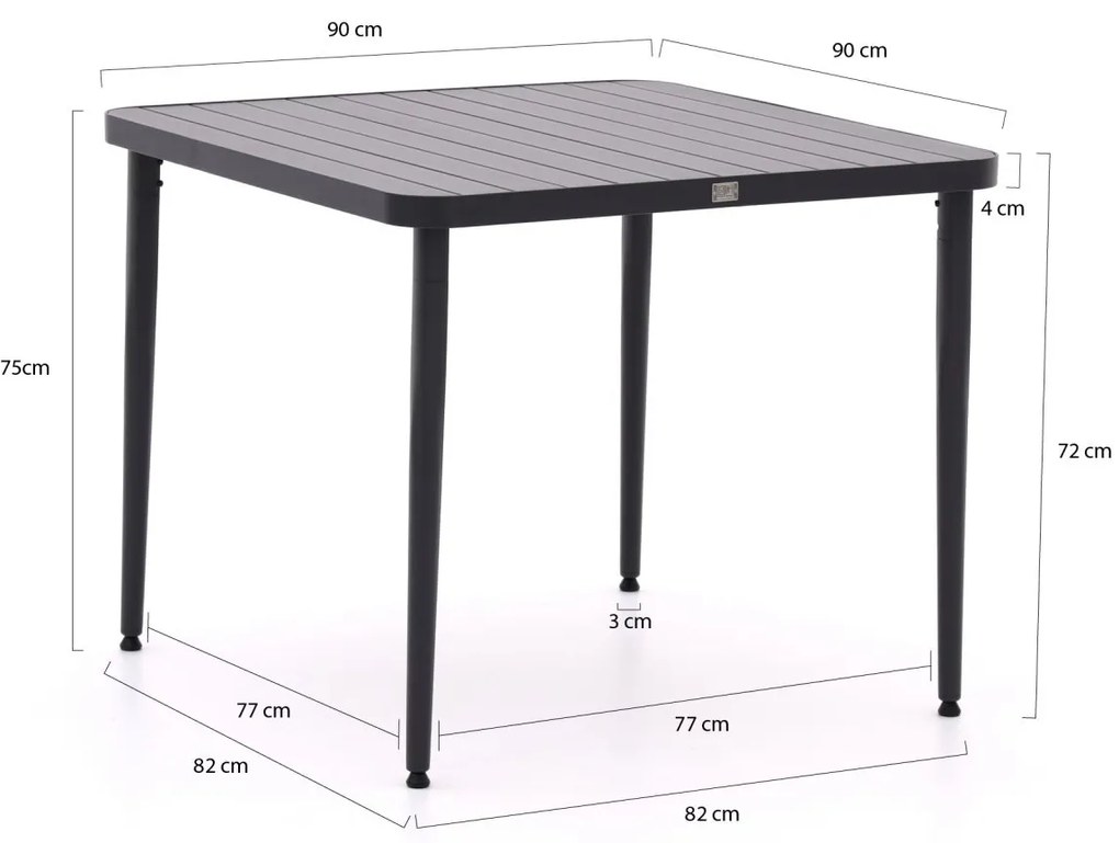 Apple Bee Fiji 90cm dining tuinset 3-delig stapelbaar