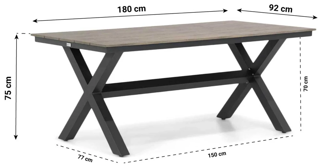 Tuinset 4 personen 180 cm Rope Grijs Santika Furniture Santika