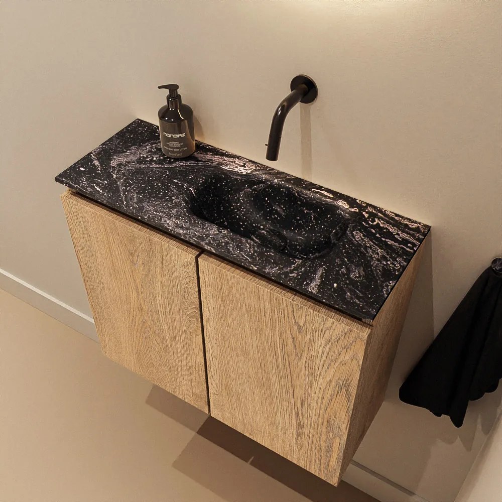 Mondiaz Ture DLux toiletmeubel 60cm washed oak met wastafel lava rechts zonder kraangat