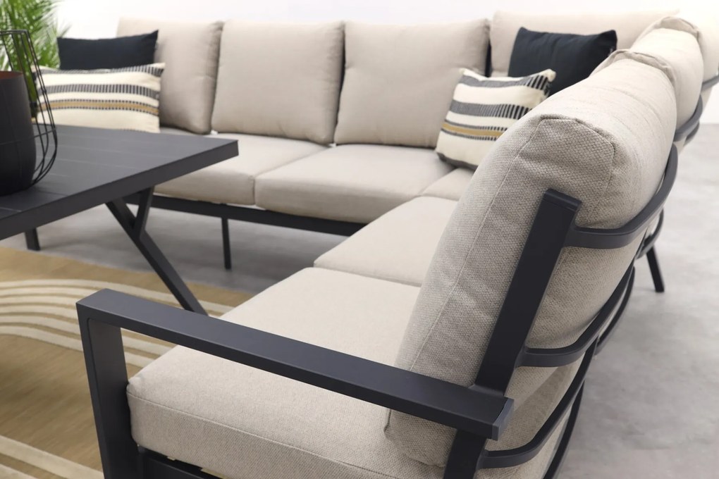 Sergio lounge dining set met stoel - Carbon/Desert - 3-delig rechts