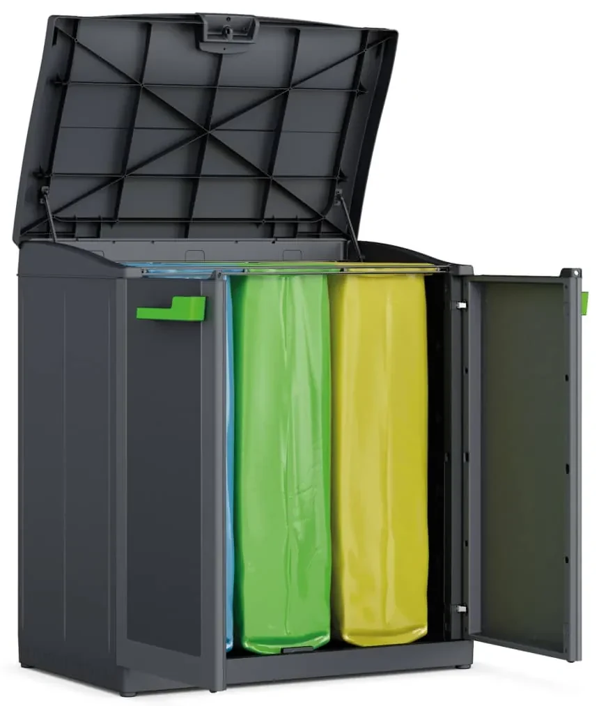 Keter Recyclingkast Moby Compact Recycling System 100 cm grafietgrijs