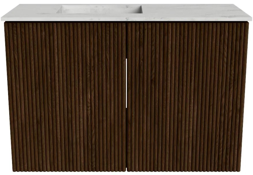 Mondiaz Joya DLux 60cm toiletmeubel walnut met wastafel faye links zonder kraangat opalo