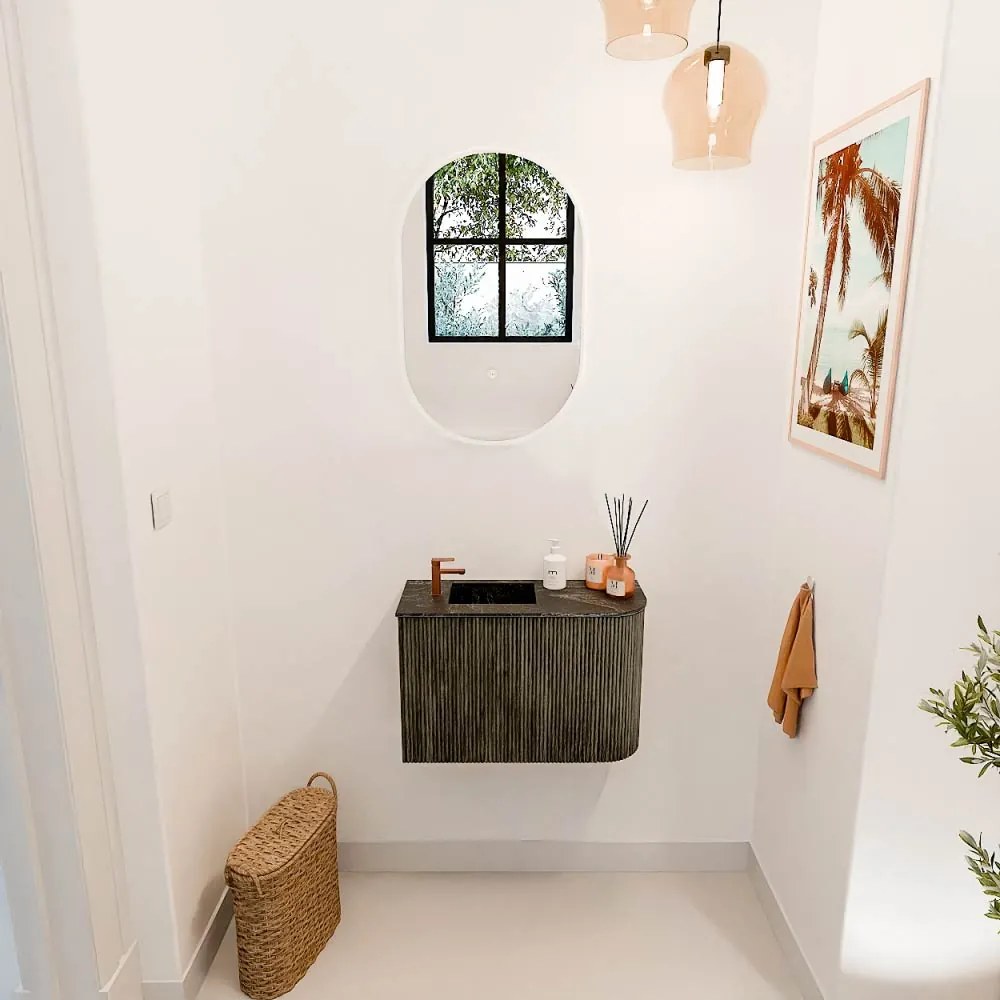 Mondiaz Joya DLux 60cm toiletmeubel ronding rechts shadow met wastafel faye links 1 kraangat lava