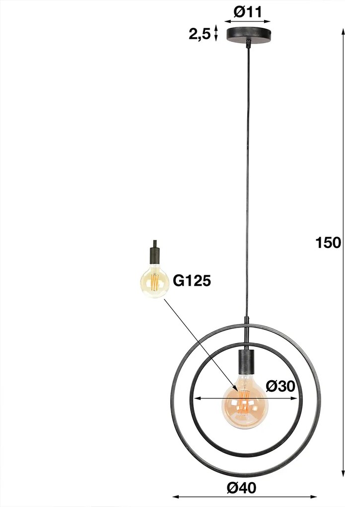 Cirkel Hanglamp Metaal Zwart