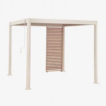 Bioclimatische Aluminiumpergola Met Lamellen En Druvia-paneel Tapioca Beige - Kastanjehoutbruin & Pergola Van 3x3 M Met 1 Paneel Van 90,5 Cm - Sklum