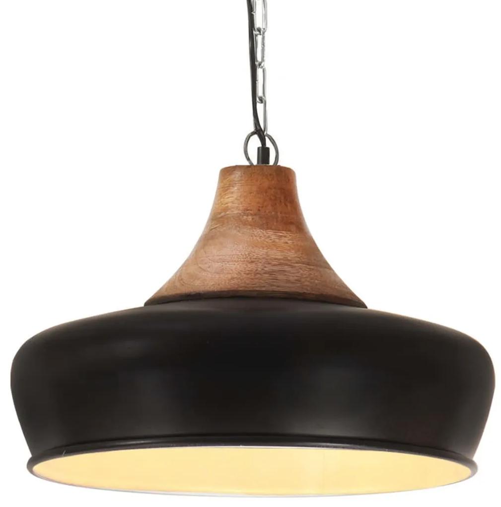 vidaXL Hanglamp industrieel E27 26 cm ijzer en massief hout zwart