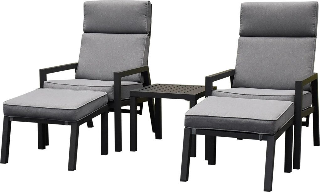 Santa Fe lounge balkonset 5 delig verstelbaar aluminium antraciet