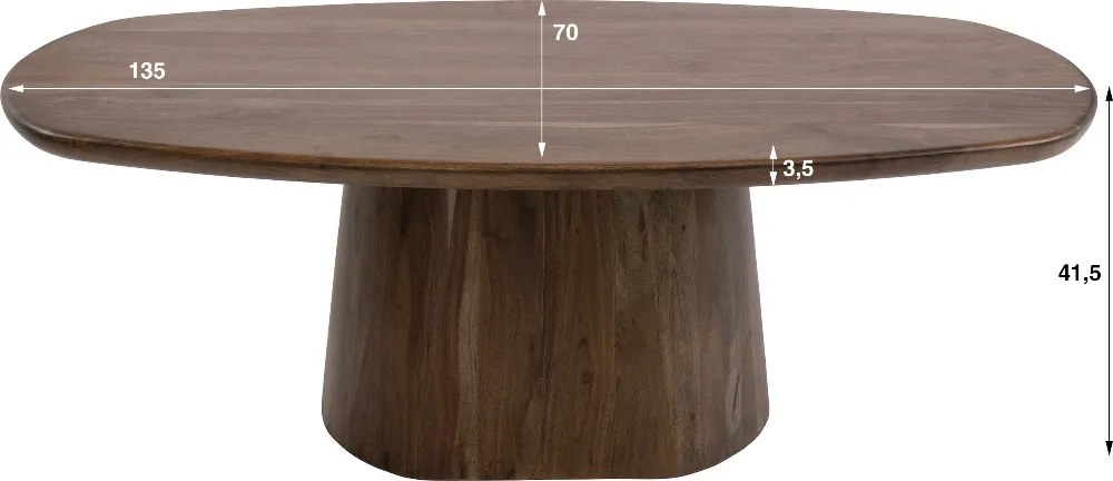 Organische Salontafel Acaciahout - 135 X 70cm.