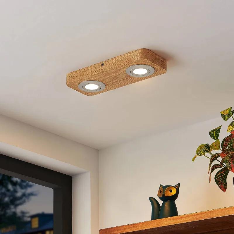 Mikari LED plafondlamp van hout, 2-lamps - lampen-24
