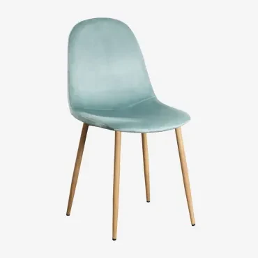 Pak 2 Glamm Fluwelen Eetkamerstoelen Grün Tanne & Natuurlijk Hout - Sklum