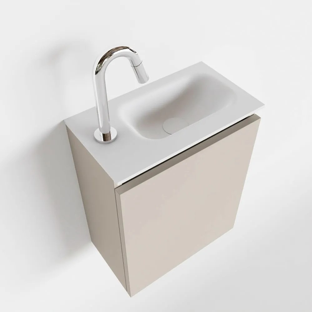 Mondiaz Ture 40cm toiletmeubel linen met wastafel talc rechts 1 kraangat