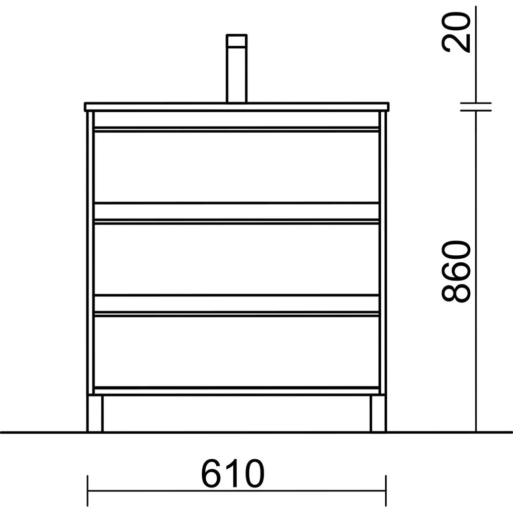 Muebles Resh badmeubel 60cm met 3 lades en wastafel warm eiken