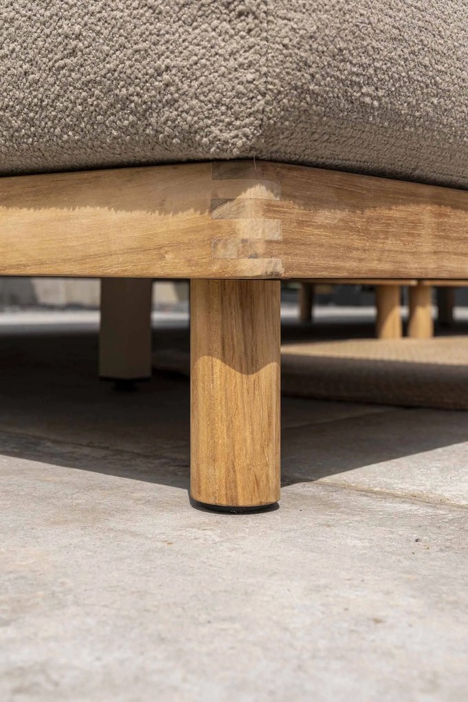 4 Seasons Outdoor Marie chaise loungebank teak SALE Loungebank taupe weerbestendig