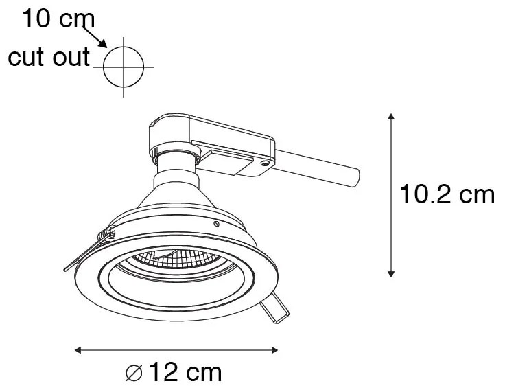 Set van 6 Ronde inbouwspot zwart verstelbaar - Chuck 70 GU10 Binnenverlichting Lamp