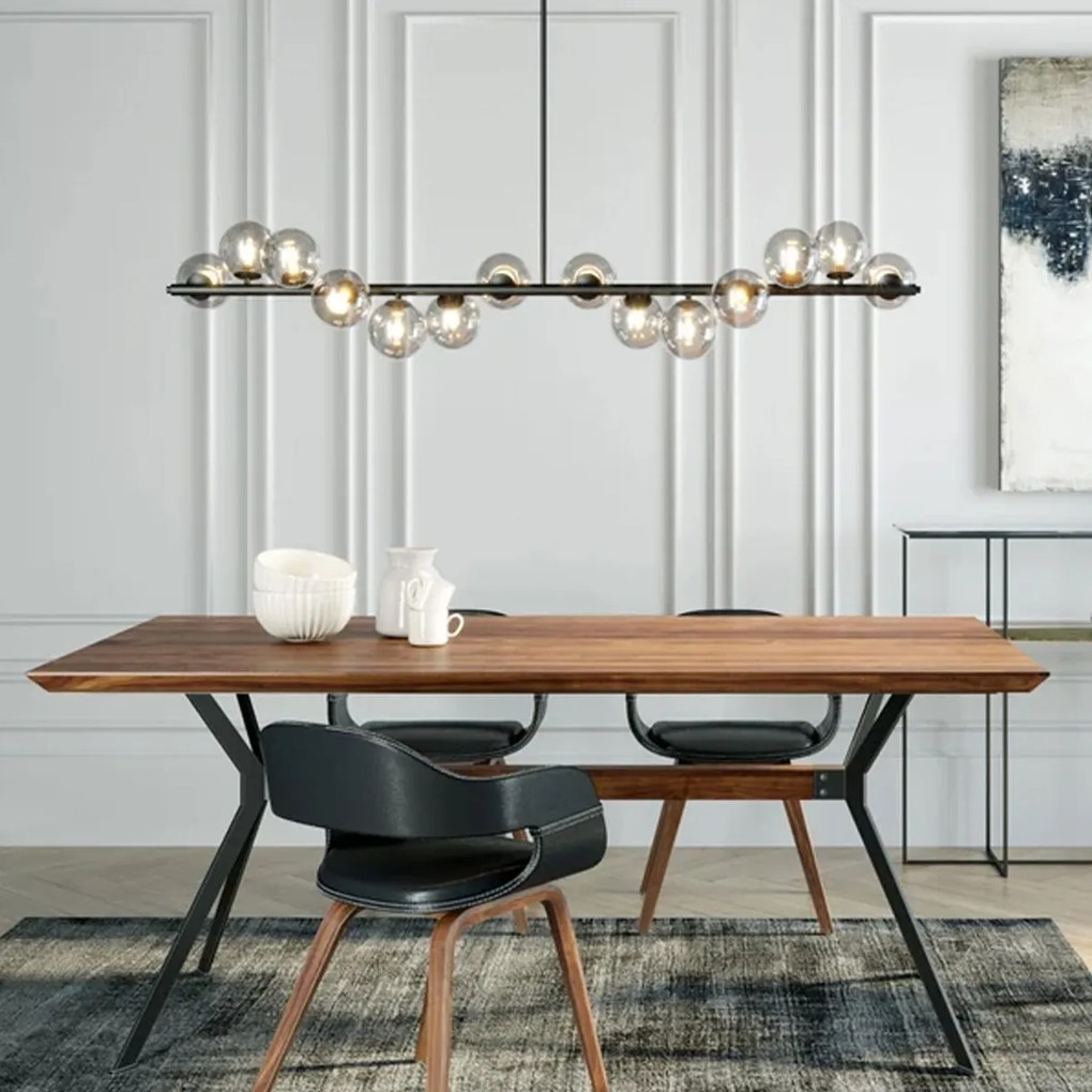 Brede Hanglamp Met Glazen Bollen Zwart