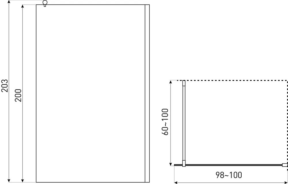 Kerra Line inloopdouche 100x203cm rookglas mat zwart