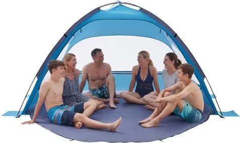 VEVOR strandtent/zonnescherm voor 6 personen, UPF 50+ bescherming, draagbare strandtent met draagtas en grondankers, lichtgewicht strandparasol voor kamperen, vissen, picknicken, zonnetent