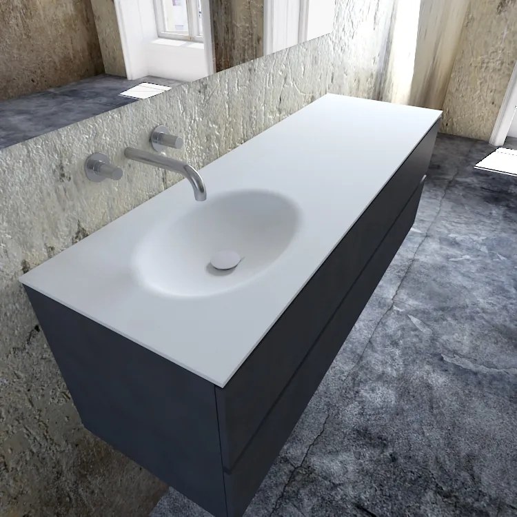 Zaro Sevilla Solid Surface badmeubel 150cm mat antraciet zonder kraangat spoelbak links