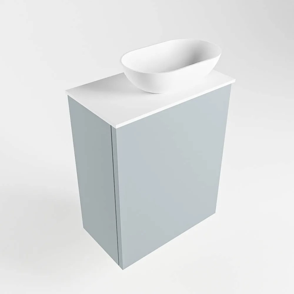 Mondiaz Fowy toiletmeubel 40cm clay met witte waskom rechts en kraangat