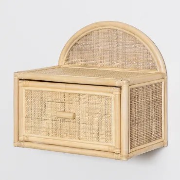 Vluchtig Nachtkastje 45x30 Cm In Rotan Yivisc Bruin Natuurlijk - Sklum