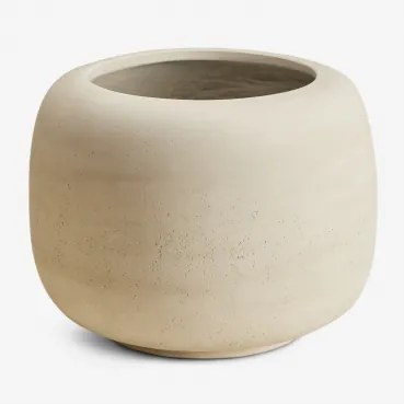 Buitenbloempot Van Beton Annabeth Ø20 Cm - ↑30 Cm & Gebroken Wit - Sklum