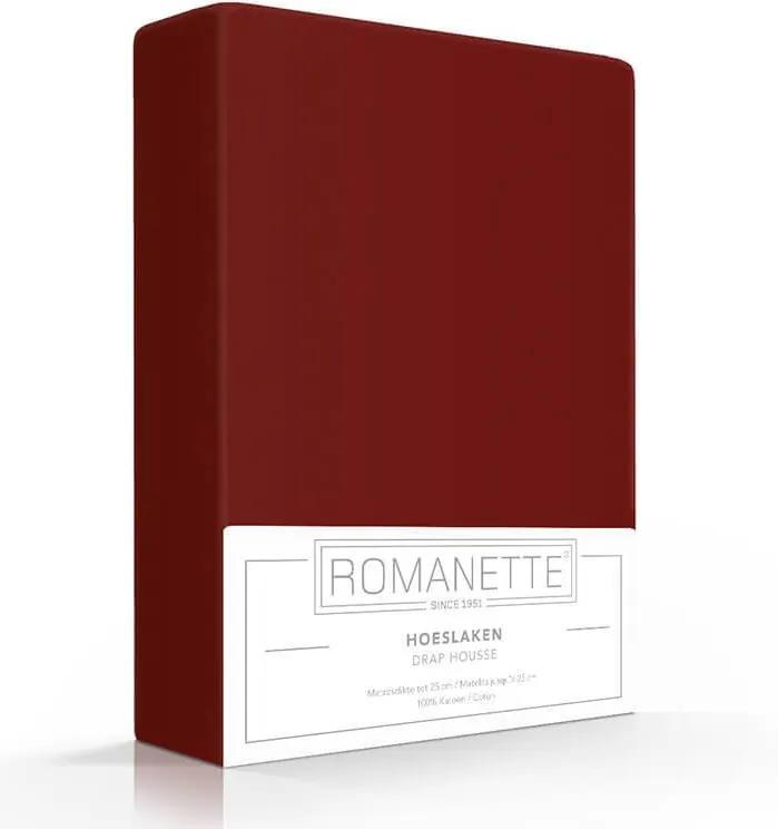Romanette Luxe Hoeslaken Katoen - Bordeaux 200 x 220
