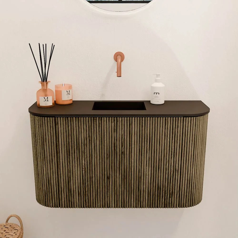 Mondiaz Joya 75cm toiletmeubel ronding links/rechts dusk met wastafel faye midden zonder kraangat urban