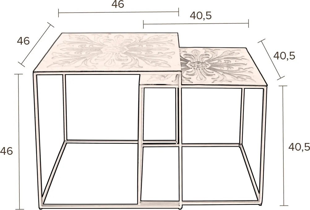 Dutchbone Saffra Vierkante Messing Nesttafels