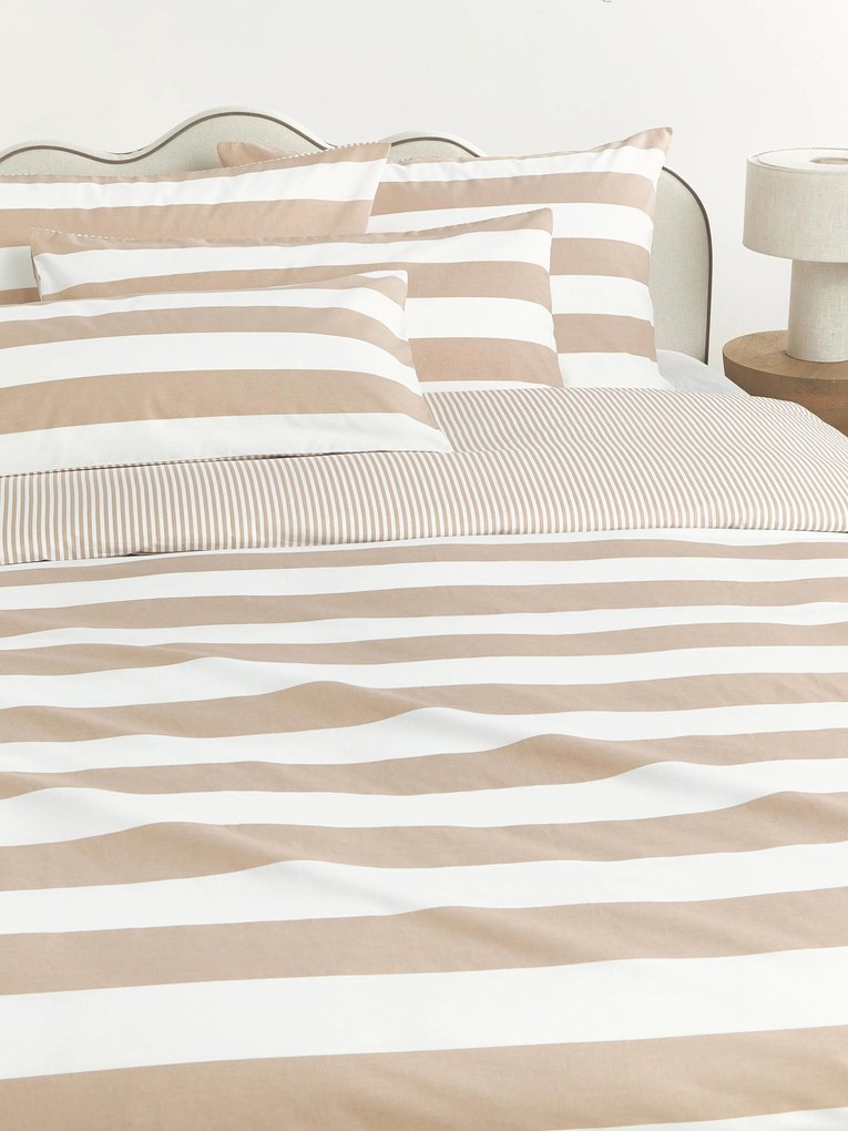 Gestreept katoenen dubbelzijdig dekbedovertrekset Lorena