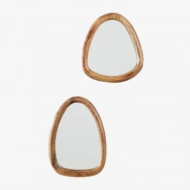 Set Van 2 Mangohouten Wandspiegels Gabael Design A - Sklum