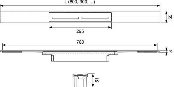 TECEdrainprofile douchegoot profielset 90cm geborsteld RVS zwart PVD