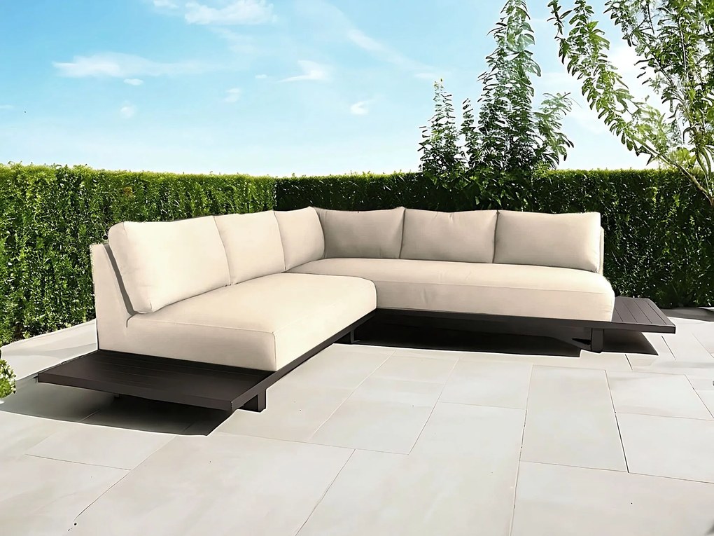 Flow. Emerald platform loungebank heather chalk All Weather loungeset Beige Sunbrella loungeset LoungesetHoek loungeset outdoor textiel -