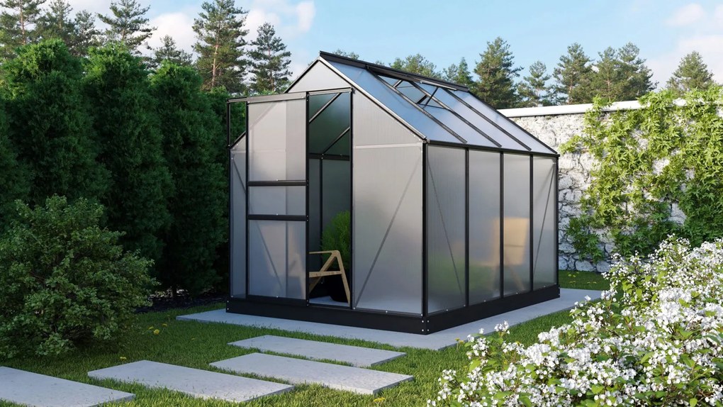 Vitavia Planet serre - 5m² - met 6 mm polycarbonaat - Zwart